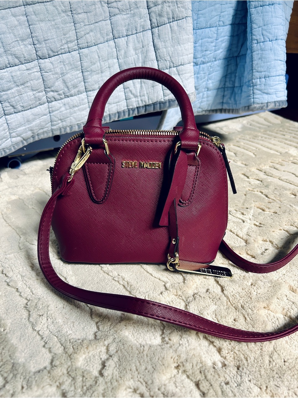 Wine Colored Steve Madden Burgundy Small Dome Satchel - Top-Handle Crossbody